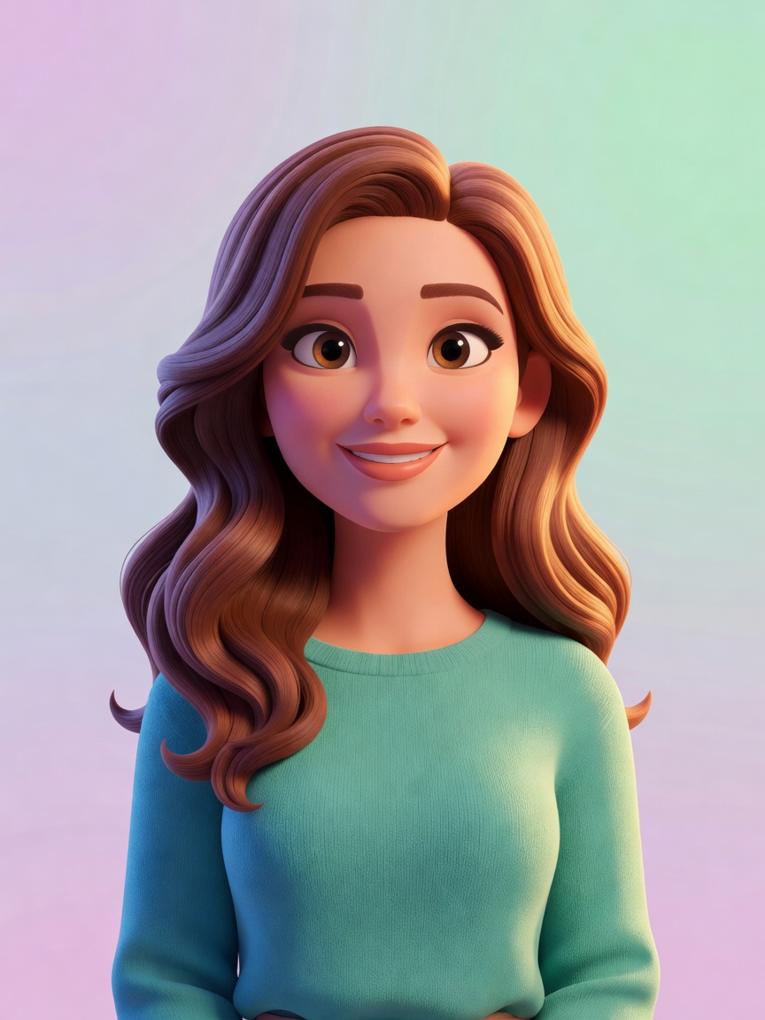 Mila Monet cartoon character portrait